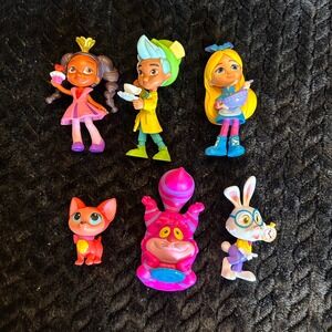 Disney Alice In Wonderland Mini Figures Set Princess Tiana Cheshire Cat Rabbit